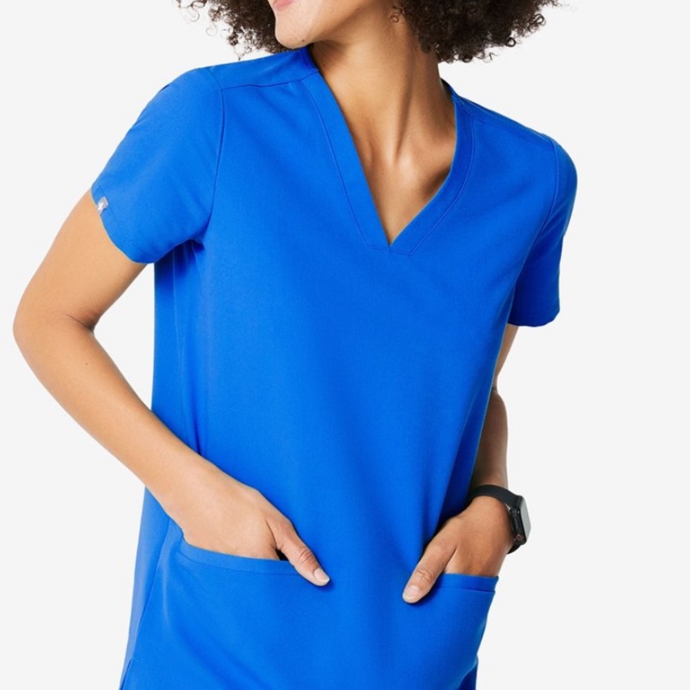FIGS Royal Blue Casma Three Pocket Scrub Top